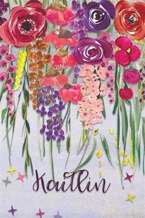 Kaitlin Personalized Lined Journal Colorful Floral Waterfall