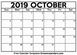 Download Printable October 2019 Calendars