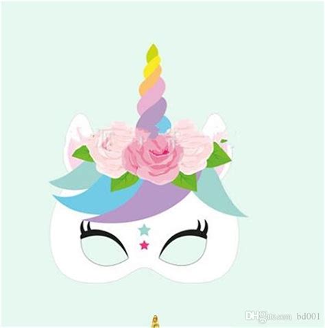 Novelty Unicorn Face Masks Rainbow Color Horse Shape Paper Masquerade