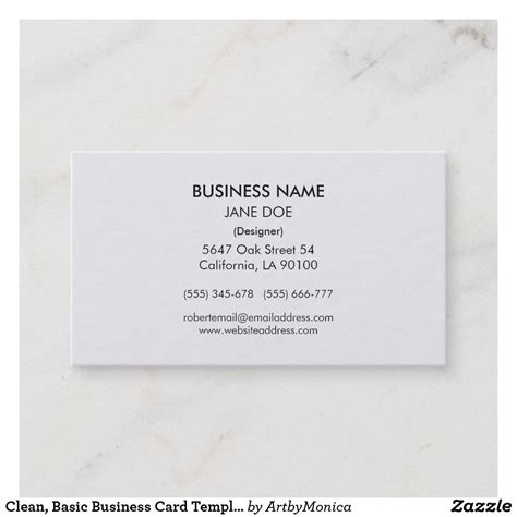Clean Basic Business Card Template Zazzle Business Cards Layout