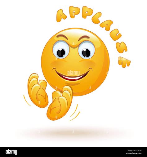 Joyful Emoticon Applauds Cheerful Emoji Claps His Hands Happily
