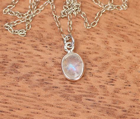 Silver Moonstone Necklace Tiny Moonstone Crystal Necklace Etsy