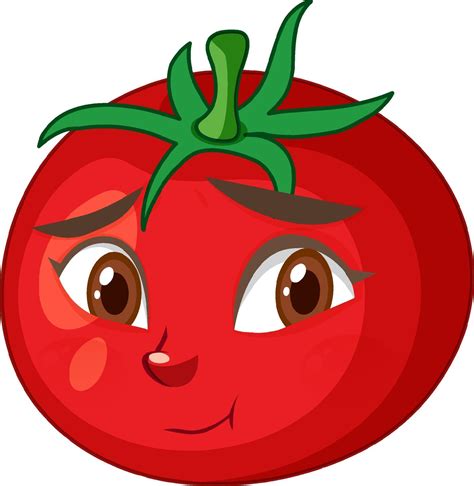 Tomato Cartoon Character With Face Expression On White Background