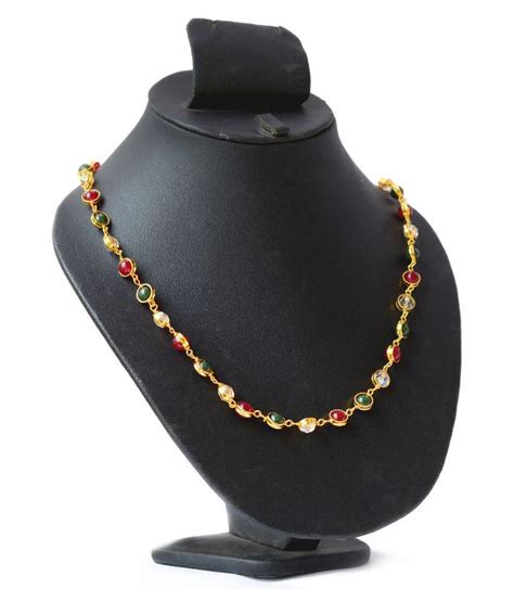 A unique men's chain that comes with a choker style length and a stylish clasp design. Three Shades Multicolour Chain Gold Plated Neck Chain for Women, Gold Tone, 24 Inch Long ...