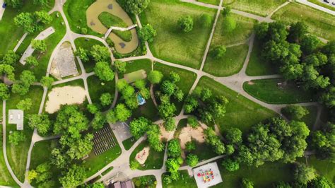 Aerial Top View Public Park In South Part Of Siauliai City Lithuania