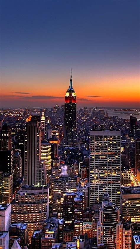 1080x1920 Wallpaper New York Night Skyscrapers Top View Bellissimi