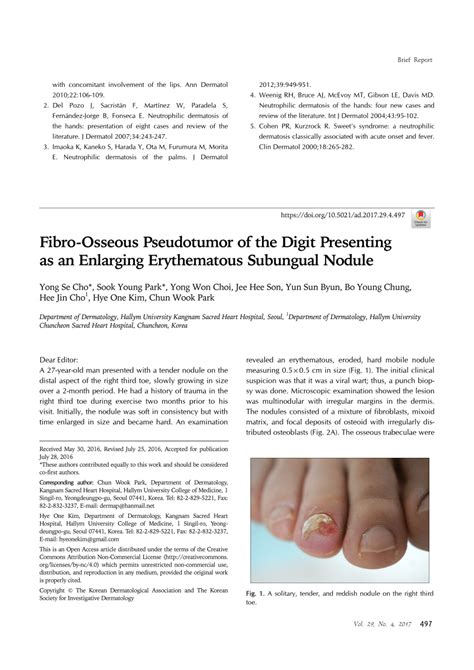 Pdf Fibro Osseous Pseudotumor Of The Digit Presenting As An Enlarging