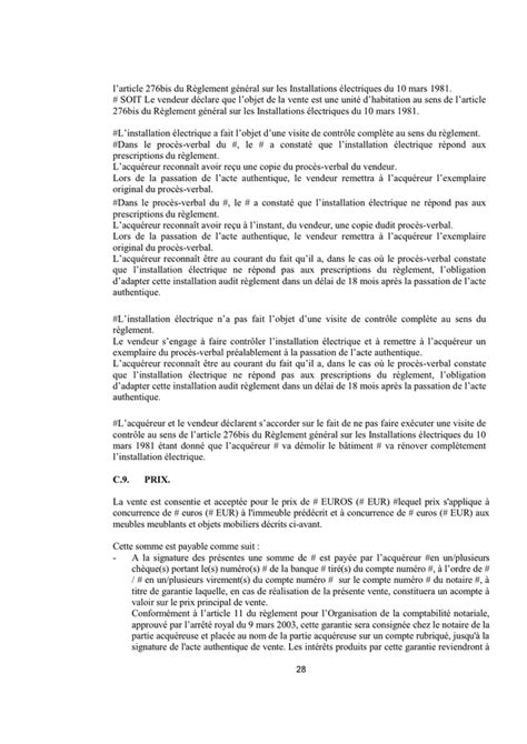 Compromis De Vente Dun Bien Immobilier Belgique DOC PDF Page 28