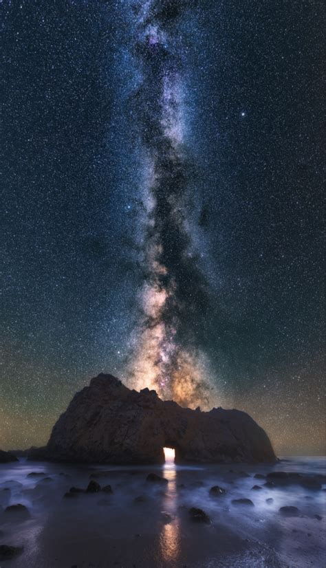 Milky Way Shining Through An Arch On The Big Sur Meteor Shower Tonight