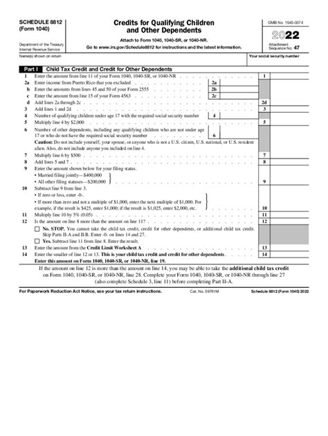 2022 Form Irs 1040 Schedule 8812 Fill Online Printable Fillable