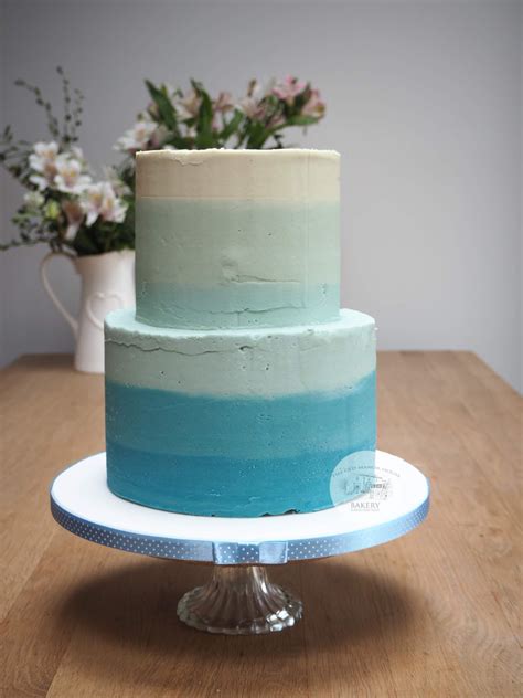 Blue ombré buttercream tier cake Tiered cakes birthday tier