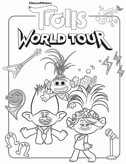 Trolls Coloring Pages Dreamworks Tour Pattern