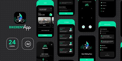 10 more useful android ui design tools: Bike Rental App UI - Modern Design by Rfmansuri1 | Codester