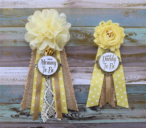 Bumble Bee Baby Shower Yellow Flower Sash And Corsage Pin Etsy
