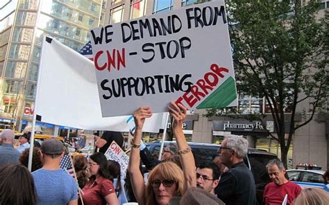 In Front Of Cnn Hundreds Protest Anti Israel Media Bias The Times Of