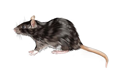 Rat Mouse From A Splash Of Watercolor Colored Drawing Realistic