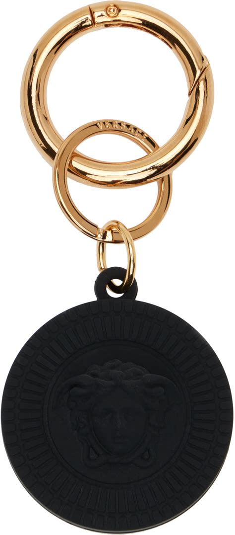 Versace Black Medusa Biggie Air Tag Keychain Ssense Uk