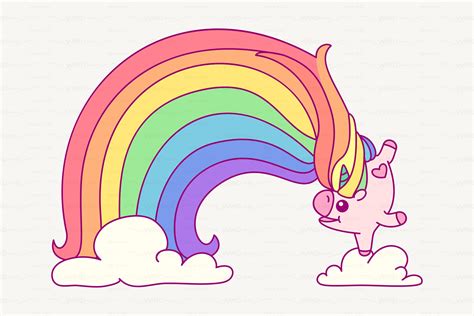 ♥ Vector Cute Rainbow Unicorn Rainbow Drawing Cute Rainbow Unicorn