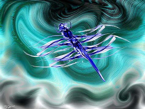 Dragonfly In Emerald Skies Painting By Abstract Angel Artist Stephen K