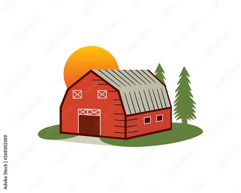Red Barn Farm Logo In Isolated White Background Stock Vector Adobe Stock