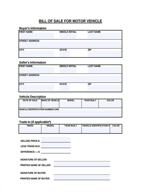Free 7 Truck Bill Of Sale Forms In Ms Word Pdf