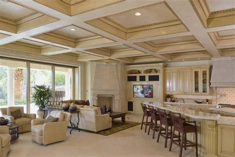 Decorative ceiling tiles can add interest, color, and texture to your basement, kitchen, or living room ceiling. The beauty and advantages of coffered ceilings in home design