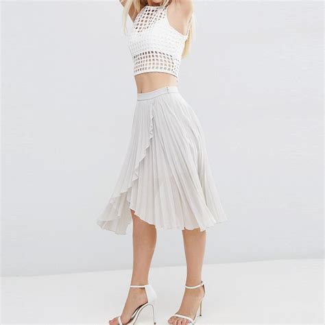 Newest Design Ruffles Pleated Skirt Zipper Waistline A Line Knee Length