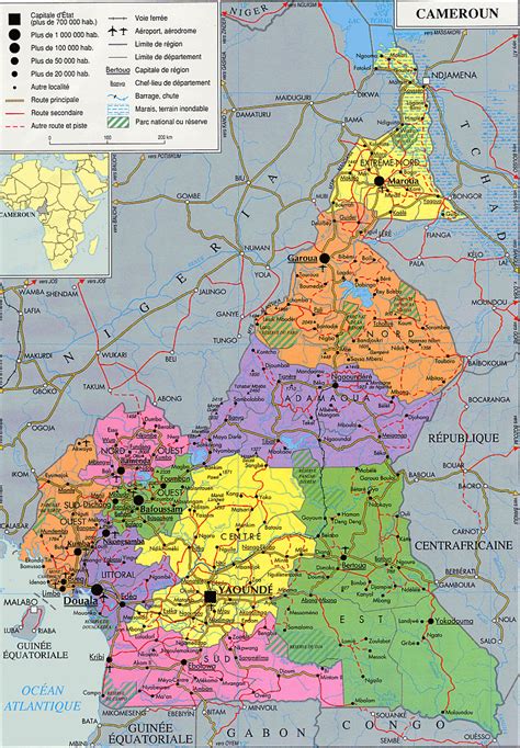 Cameroun detailed administrative and political map. Detailed