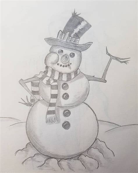 Christmas Snowman Drawing Realistic Christmas Drawing Pattern