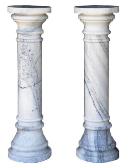 Pair Of 40 Tall White Marble Column Pedestals Marble Columns White