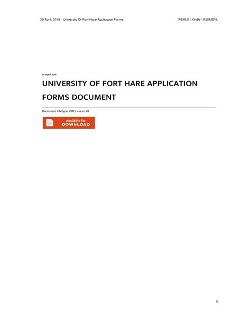 Fillable Online University Of Fort Hare Application Forms Document Pdf