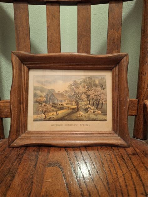 4 Vintage Currier And Ives Prints 14x17 Matted Gold Frames Four Seasons