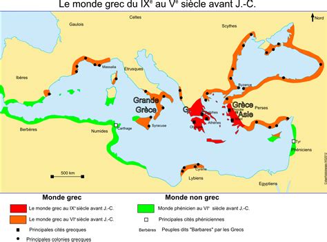 Le monde grec du IXe au Ve siècles avant J.-C. (carte et fond de carte