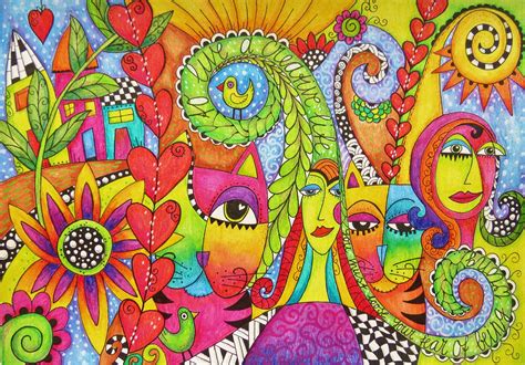 Colorful Doodle Drawing Inktense Pencils Doodles Zentangles Zentangle