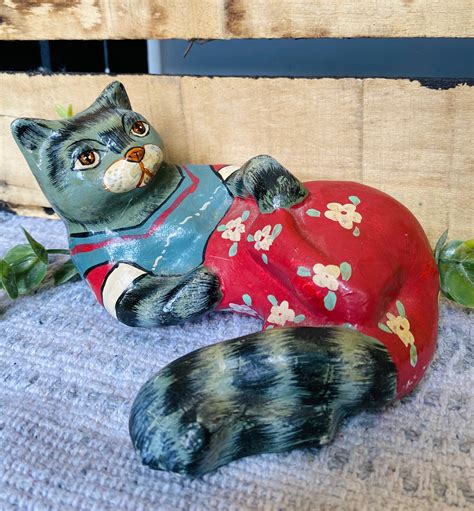 Unique Vintage Ceramic Cat Figurine Vintage Home Decor Cat Etsy