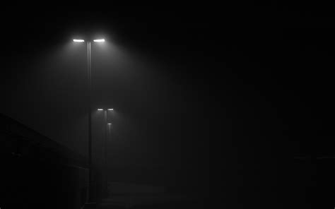 Streetlamps In The Foggy Night Wallpaper