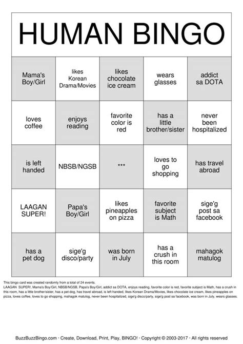 Human Bingo Bingo Cards To Download Print And Customize