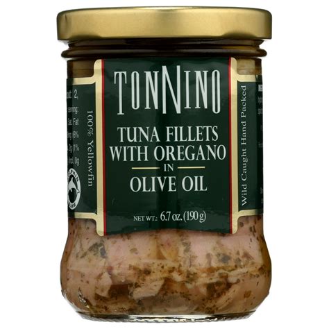 Tonnino Tuna Yellowfin Jarred Premium Tuna Fillet With Oregano And Olive Oil Wild Caught 67 Oz