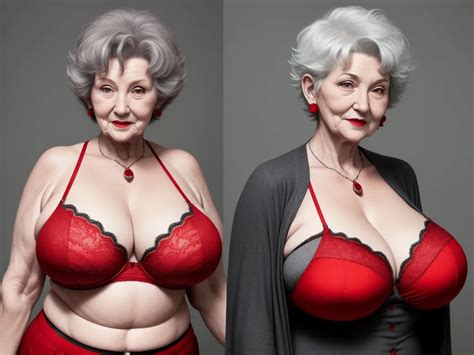 Ai Creates Image Sexd Granny Showing Her Huge Huge Huge Red Bra
