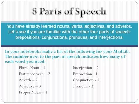 Ppt 8 Parts Of Speech Powerpoint Presentation Free Download Id2611864