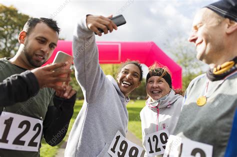 Happy Runner Friends Taking Selfie Stock Image F0215981 Science