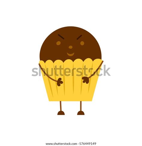 Vector Cartoon Illustration Isolated Muffin Character Stock Vector