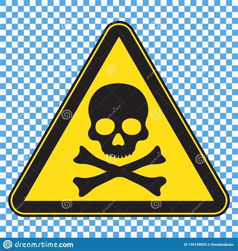 Triangular Yellow Warning Hazard Sign With Skull And Bones Danger