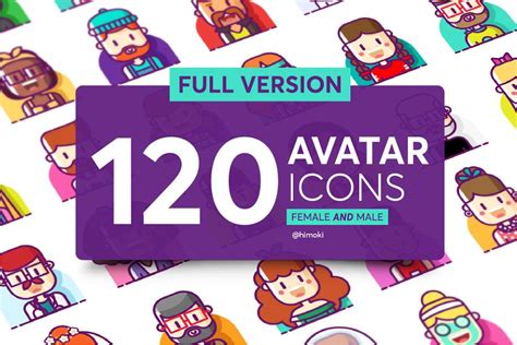 60 Avatar Icons Female And Male Pre Designed Illustrator Graphics