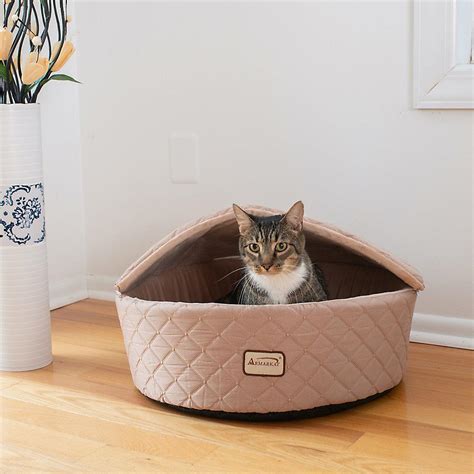 Armarkat Covered Beds Light Apricot Cave Cat Bed Cat — Sloven Chuck