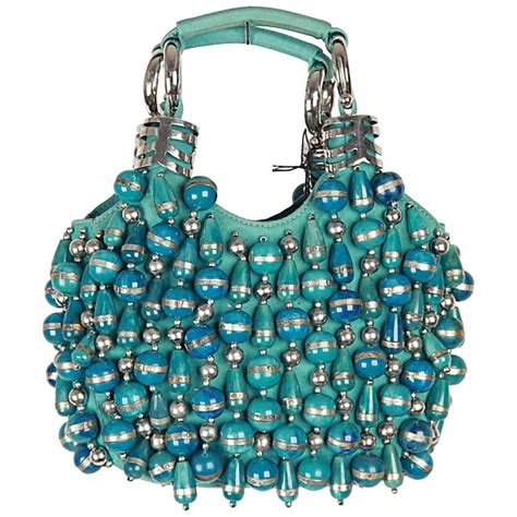 Chloe Turquoise Canvas Beaded Bracelet Bag For Sale At 1stdibs Chloe