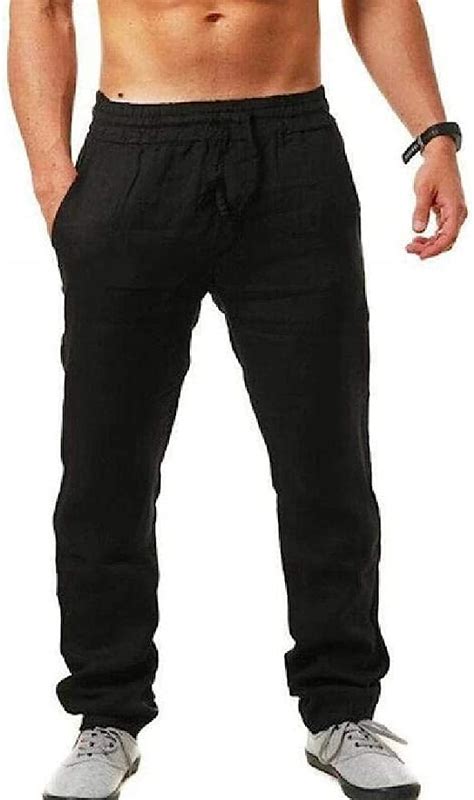 Men Polyester Trousers Summer Pants 3xl Casual Male Solid Elastic Waist Straight Loose Pants