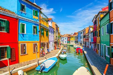 Colorful Houses Of Burano Island Stock Image Image Of Boat Historic