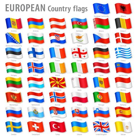 Map And Flags Of Europe Full Vector Collection Vector Set Of Flat Images