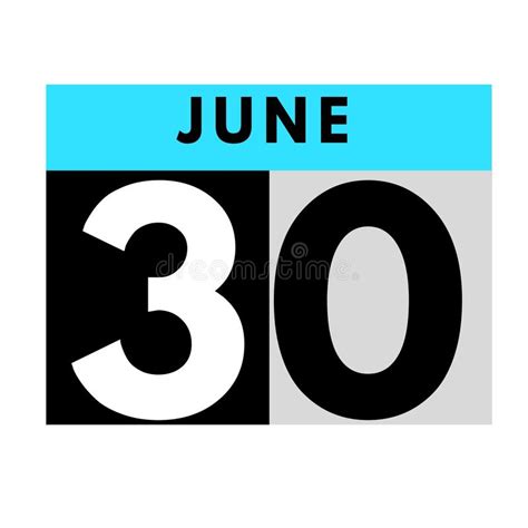 June 30 Flat Daily Calendar Icon Date Day Month Stock Illustration